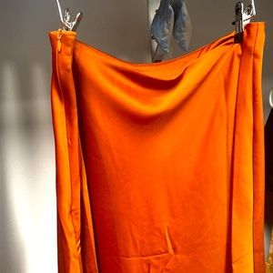 Shein Large rust satin midi skirt